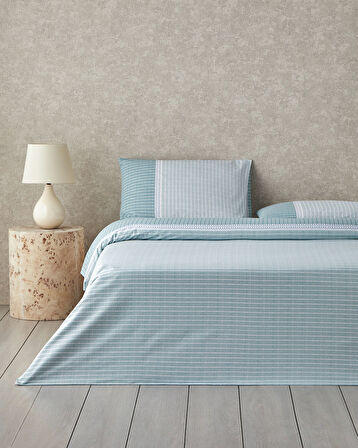 Linear Harmony Pamuklu Çift Kişilik Nevresim Seti 200x220 cm Yeşil