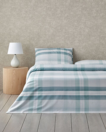 Modern Check Pamuklu Çift Kişilik Nevresim Seti 200x220 cm Yeşil