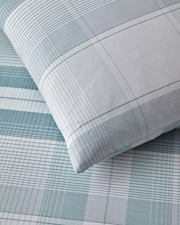 Modern Check Pamuklu Çift Kişilik Nevresim Seti 200x220 cm Yeşil