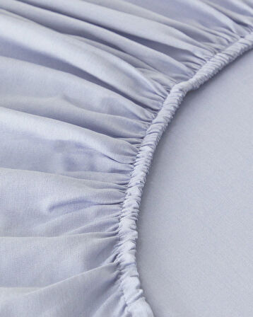 Plain Pamuk King Size Lastikli Çarşaf Tkm 180x200 cm Ortanca Mavi