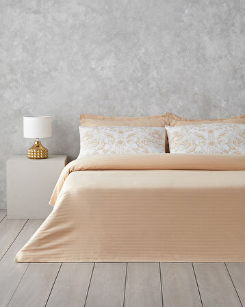 Dainty Bird Pamuk Saten King Size Nevresim Takımı 240x220 cm Gold