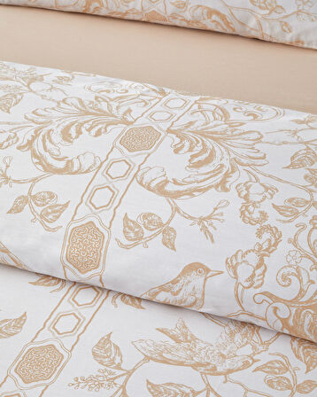 Dainty Bird Pamuk Saten King Size Nevresim Takımı 240x220 cm Gold
