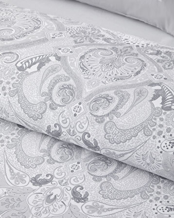 Paisley Serenade Pamuk Saten Çift Kişilik Nevresim Takımı 200x220 cm Gümüş