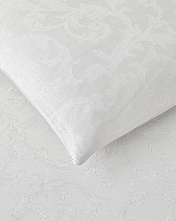 Royal Scroll Jakarlı Pamuk Saten King Size Nevresim Takımı 240x220 cm Beyaz