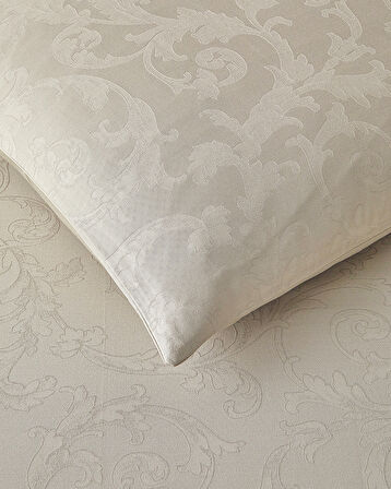 Royal Scroll Jakarlı Pamuk Saten Çift Kişilik Nevresim Takımı 200x220 cm Taş Rengi