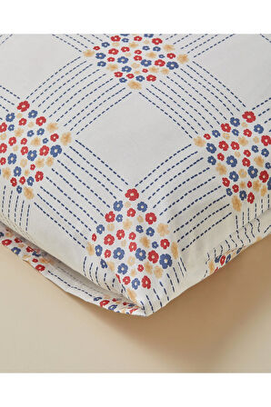 Daisy Plaid Kolay Ütülenir 2'li Yastık Kılıfı 50x70 cm Kırmızı - Mavi