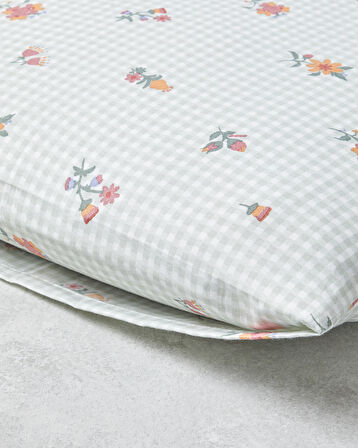 Floral Plaid Kolay Ütülenir 2'li Yastık Kılıfı 50x70 cm Pembe - Yeşil