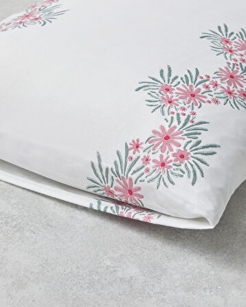 Daisy Chain Kolay Ütülenir 2'li Yastık Kılıfı 50x70 cm Pembe