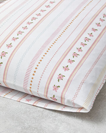 Daisy Stripes Kolay Ütülenir 2'li Yastık Kılıfı 50x70 cm Pembe