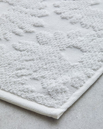 Flower Touch Pamuklu Jakarlı Yüz Havlusu 50x80 cm Ekru