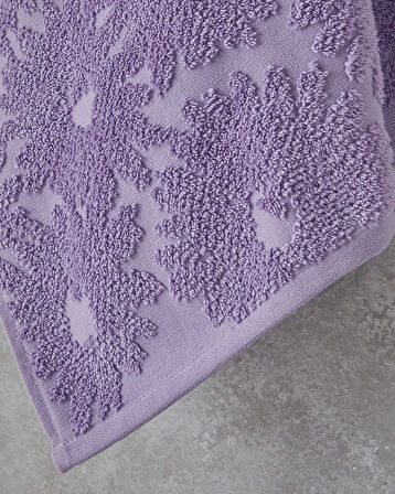 Flower Touch Pamuklu Jakarlı Yüz Havlusu 50x80 cm Lila