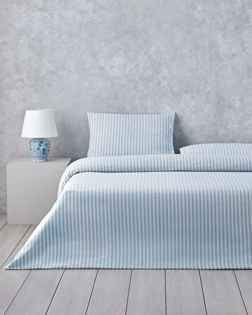 Soft Streaks İpliği Boyalı Çift Kişilik Nevresim Takımı 200x220 cm Mavi