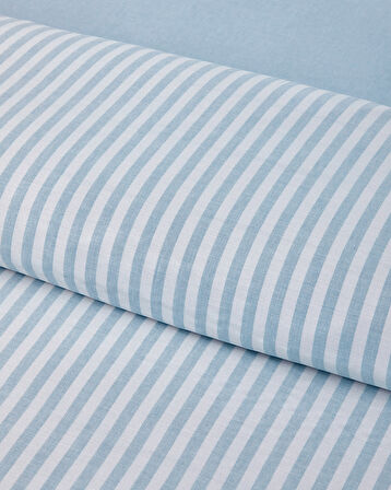 Soft Streaks İpliği Boyalı Çift Kişilik Nevresim Takımı 200x220 cm Mavi