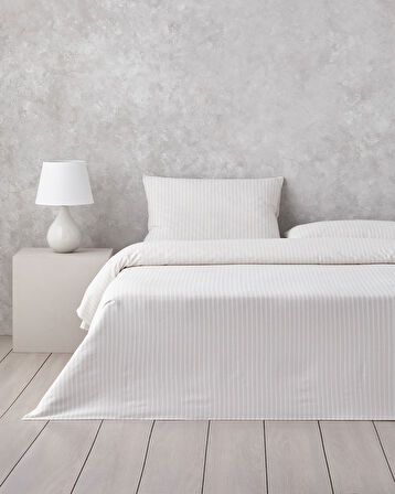 Stitch Line İpliği Boyalı Tek Kişilik Nevresim Takımı 160x220 cm Bej