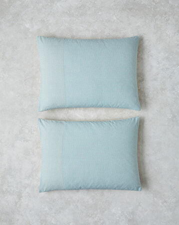 Petit Check Pamuklu 2'li Yastık Kılıfı 50x70 cm Sarı-Yeşil