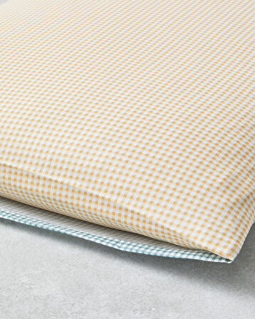 Petit Check Pamuklu 2'li Yastık Kılıfı 50x70 cm Sarı-Yeşil
