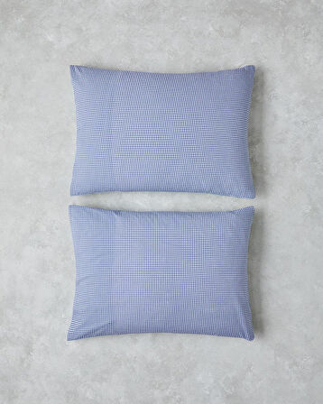 Petit Check Pamuklu 2'li Yastık Kılıfı 50x70 cm Yeşil-Mavi