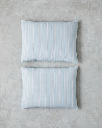 Dotty Liny Pamuklu 2'li Yastık Kılıfı 50x70 cm Mavi
