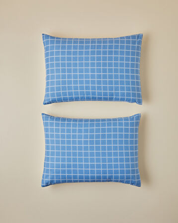 Plaid Zone Pamuklu 2'li Yastık Kılıfı 50x70 cm Mavi