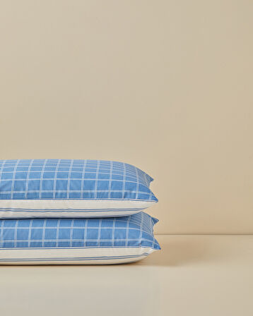 Plaid Zone Pamuklu 2'li Yastık Kılıfı 50x70 cm Mavi