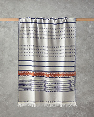 Modern Line Pamuklu Peştamal 90x150 cm Açık Bej-Kiremit