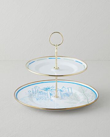 Nautical Emaye Katlı Servis 21x29 cm Mavi