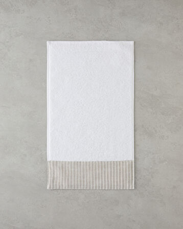 Natural Stripe Pamuklu El Havlusu 30x50 cm Beyaz