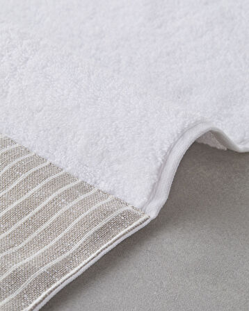 Natural Stripe Pamuklu El Havlusu 30x50 cm Beyaz