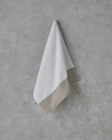 Natural Stripe Pamuklu Yüz Havlusu 50x90 cm Beyaz