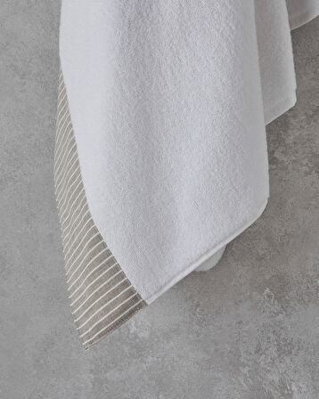 Natural Stripe Pamuklu Banyo Havlusu 90x150 cm Beyaz