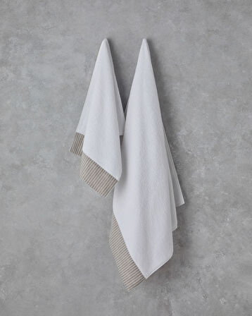 Natural Stripe Pamuklu Banyo Havlusu 90x150 cm Beyaz