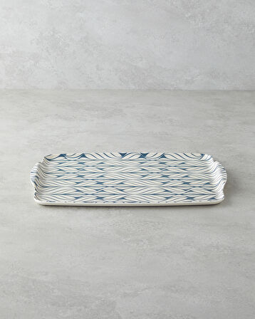 Cosy Stripe Melamin 2'li Tepsi 42x31 cm + 25x38 cm Mavi