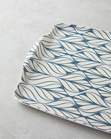 Cosy Stripe Melamin 2'li Tepsi 42x31 cm + 25x38 cm Mavi