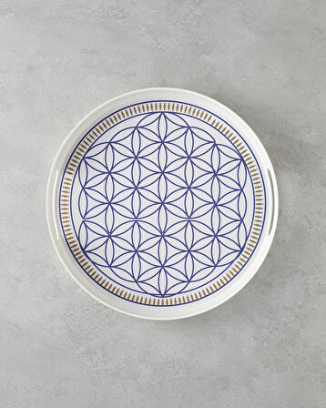Bluewaves Melamin Tepsi 35 cm Beyaz - Mavi