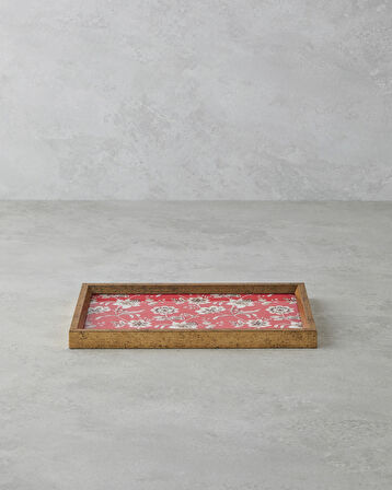 Woody Bergamot Dekoratif Tepsi 16x26 cm Kırmızı