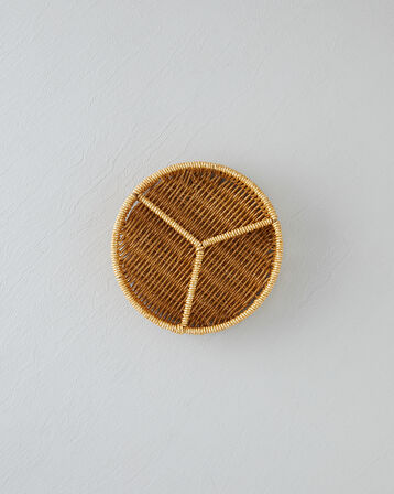 Wicker Plastik Rattan 3 Bölmeli Sunumluk 19x5 cm Açık Kahverengi