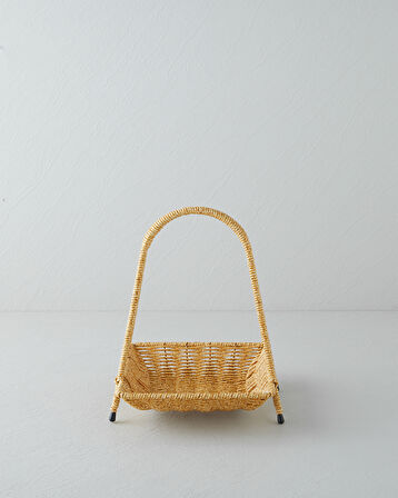 Wicker Plastik Rattan Katlı Servis 23x19x25 cm Açık Kahverengi