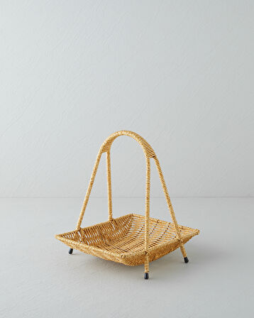 Wicker Plastik Rattan Katlı Servis 23x19x25 cm Açık Kahverengi