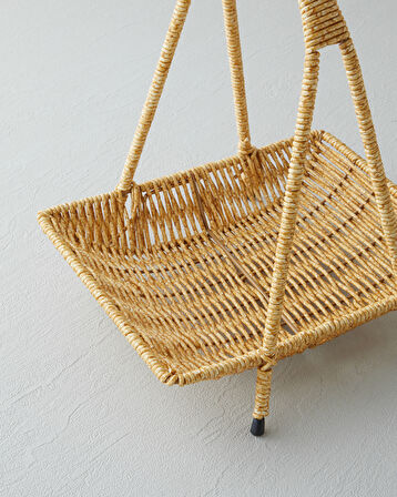 Wicker Plastik Rattan Katlı Servis 23x19x25 cm Açık Kahverengi