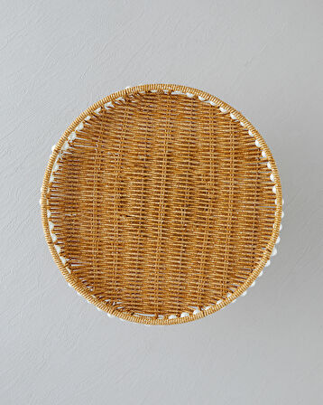 Pearl Plastik Rattan Kek Standı 30 cm Açık Kahverengi