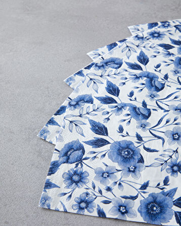 Bluebloom Kağıt 20'li Kağıt Peçete 33x40 Cm Mavi