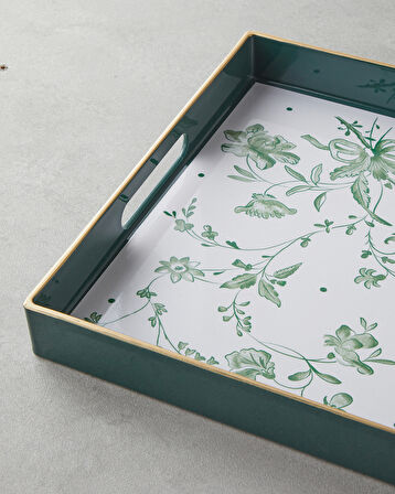 Nature's Green PP Tepsi 40x26 cm Beyaz - Yeşil