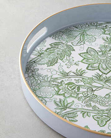 Greenery PP Tepsi 33 cm Beyaz - Yeşil