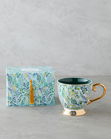 Leafora New Bone China Kupa 460 ml Yeşil-Mavi