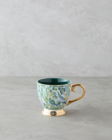 Leafora New Bone China Kupa 460 ml Yeşil-Mavi