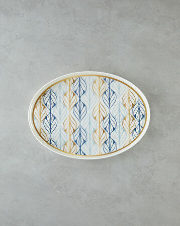 Golden Harmony PP Kaydırmaz Tepsi 42x30 cm Lacivert – Gold