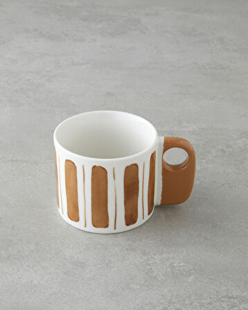 Earthline New Bone China Kupa 380 ml Beyaz-Kahverengi