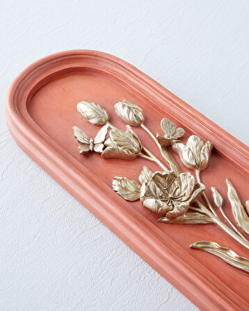 Flower Branch Duvar Aksesuarı 13,5x3x35 cm Turuncu