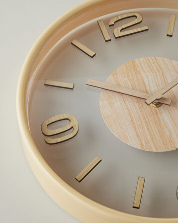 Cara Duvar Saati 30 cm Krem