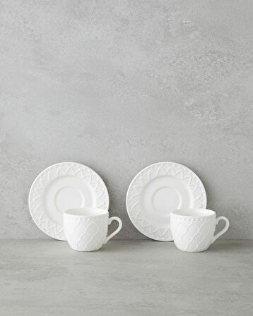 Carmen New Bone China 12 Parça 6 Kişilik Kahve Fincan Takımı 100 ml Beyaz